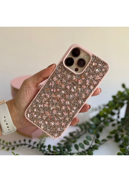 Parlak Taşlı Apple iPhone 14 Pro Max Kılıf Beyaz