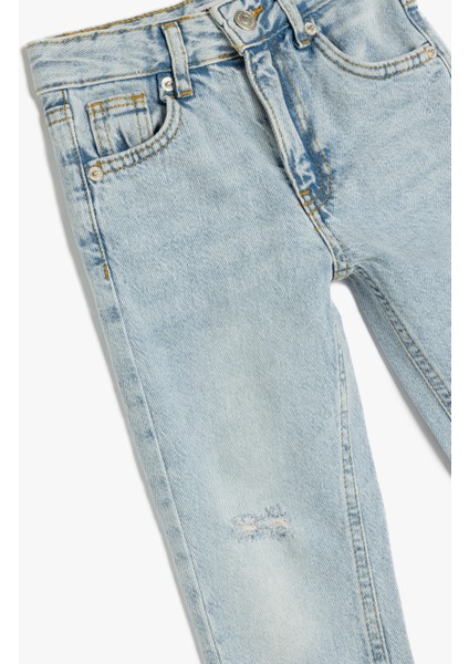 Pamuklu Beli Ayarlanabilir Lastikli Denim Pantolon
