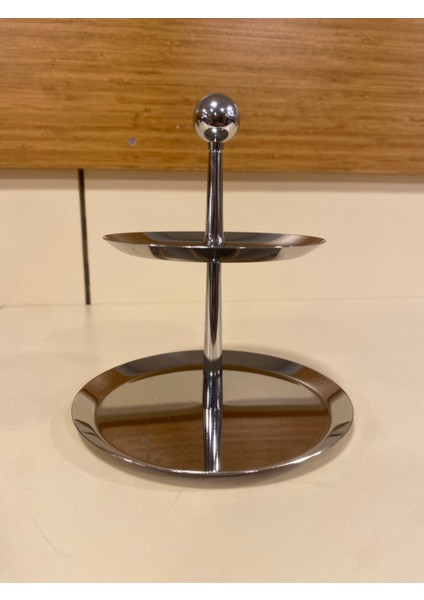 Lokumluk Çukulata Ve Drajelik 2 Katlı Çelik Gümüş Mini Boy