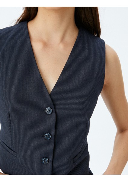 Düğme Detaylı V Yaka Blazer Yelek indirimleri