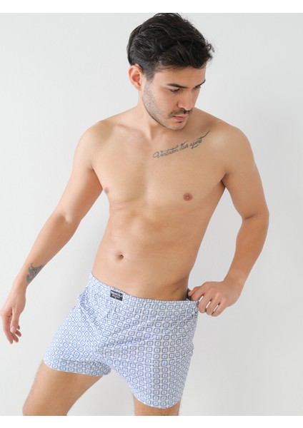 6'lı Çift Patlı Desenli Empirme Kumaş Düz Erkek Boxer