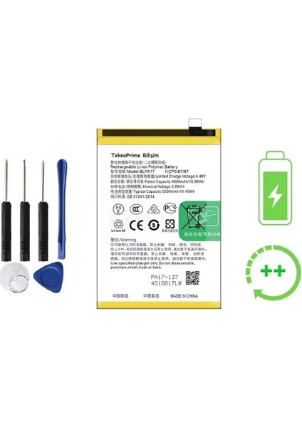 Realme C53 Ile Uyumlu Güclendirilmis Ithal Pil Batarya BLPA17