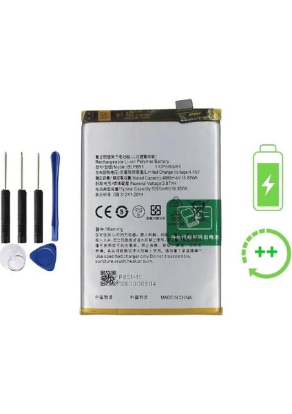 Oppo A74 4g Ile Uyumlu Güclendirilmis Ithal Pil Batarya BLP851