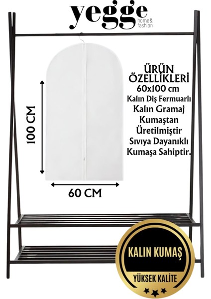 5 Adet Takım Elbise Kılıfı, Kıyafet, Elbise Koruma Taşıma Kılıfı, Beyaz Gamboç , Elbise Hurcu 60X100 Gamboç Kılıf