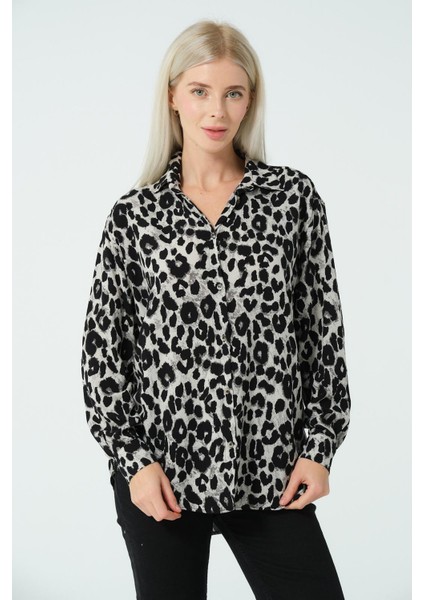 Leopar Desenli Gömlek