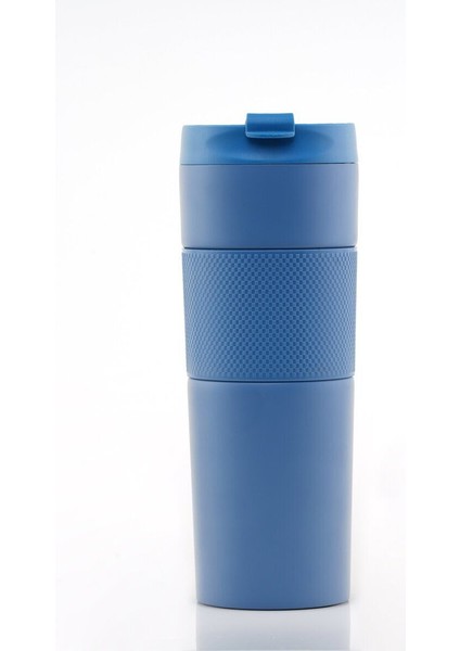 French Press Paslanmaz Çelik Termos (Mavi) 450 Ml.