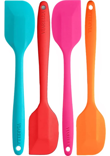 4lü Silikon Spatula Seti Yanmaz Yapışmaz Çizmez Turkuaz-Kırmızı-Fuşya-Turuncu 27cm