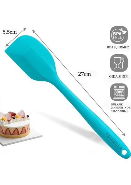 4lü Silikon Spatula Seti Yanmaz Yapışmaz Çizmez Turkuaz-Kırmızı-Fuşya-Turuncu 27cm