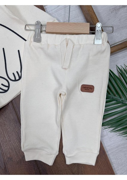 Waffle Kumaş Omuzdan Çıtçıtlı Animal Baskılı Erkek Bebek 2'li Takım