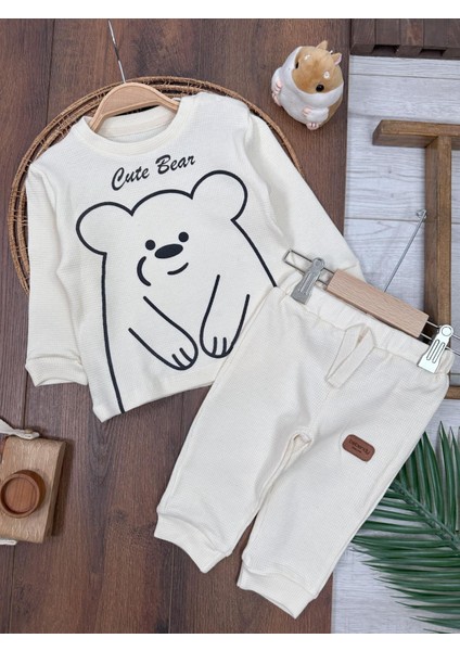 Waffle Kumaş Omuzdan Çıtçıtlı Animal Baskılı Erkek Bebek 2'li Takım fiyatları