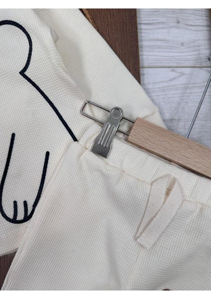 Waffle Kumaş Omuzdan Çıtçıtlı Animal Baskılı Erkek Bebek 2'li Takım modelleri