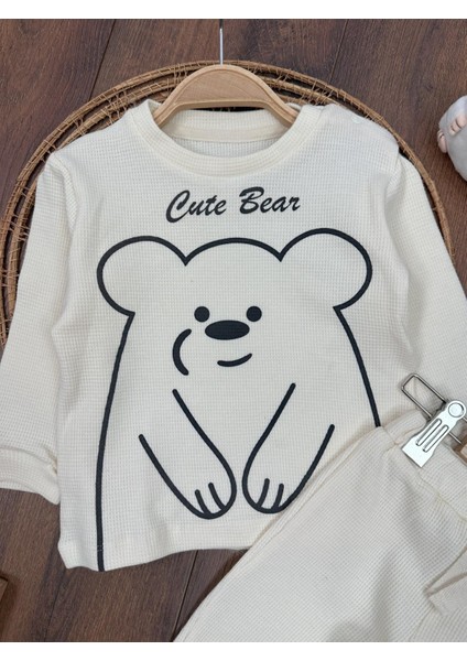 Waffle Kumaş Omuzdan Çıtçıtlı Animal Baskılı Erkek Bebek 2'li Takım fırsatları