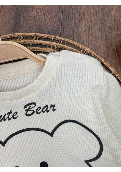 Waffle Kumaş Omuzdan Çıtçıtlı Animal Baskılı Erkek Bebek 2'li Takım indirimleri