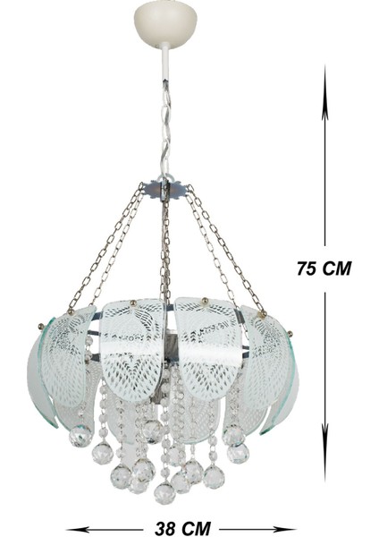 Aydınlatma Yönüm 3 Lü Camlı Taşlı Krom Beyaz (Kristal) Avize