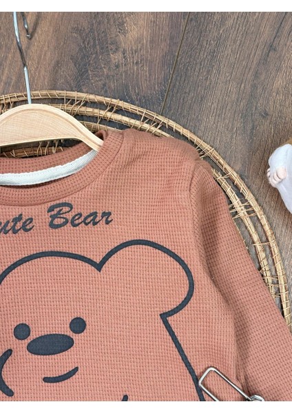 Waffle Kumaş Omuzdan Çıtçıtlı Animal Baskılı Erkek Bebek 2'li Takım indirimleri