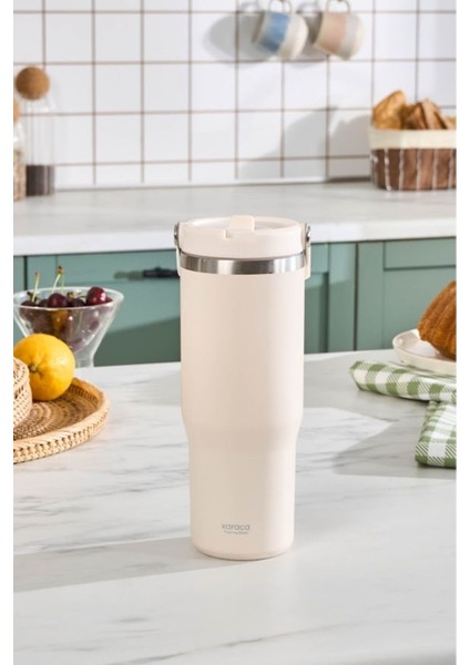 Star Ice Çelik Sızdırmaz Termos 860 ml Bej