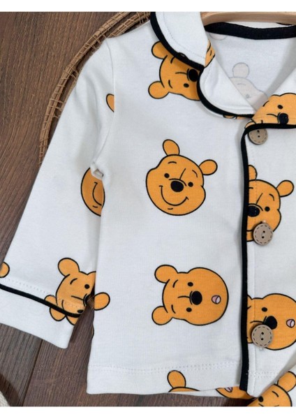 %100 Pamuk Yumuşak Doku Ayıcık Baskılı Mevsimlik Bebek ve Çocuk Pijama Takımı modelleri