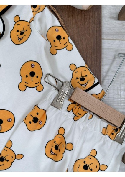 %100 Pamuk Yumuşak Doku Ayıcık Baskılı Mevsimlik Bebek ve Çocuk Pijama Takımı fırsatları