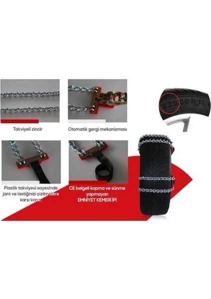 Sermatik Uyumlu 205/225 Patinaj Kar Zinciri Medium Size fiyatları