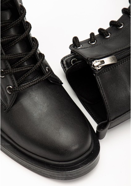 Siyah Bağcıklı Fermuarlı Günlük Kadın Bot indirimleri