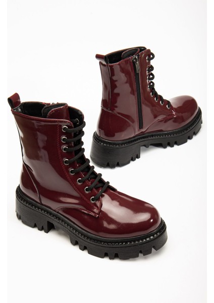 Bordo Rugan Bağcıklı Fermuarlı Günlük Kadın Bot fiyatları