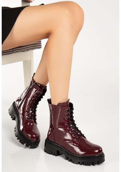 Bordo Rugan Bağcıklı Fermuarlı Günlük Kadın Bot indirimleri