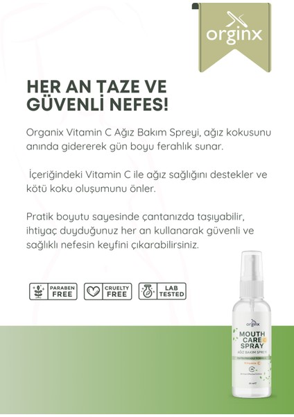 Vitamin C Ağız Bakım Spreyi - Anında Ağız Kokusu Giderici, Ferah ve Sağlıklı Nefes 50 ml