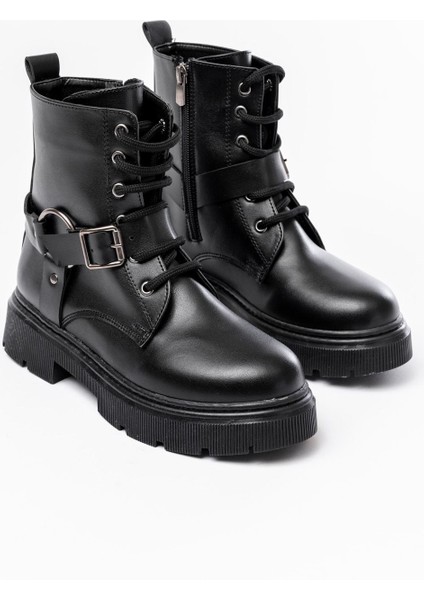 Siyah Toka Aksesuarlı Fermuarlı Günlük Kadın Bot indirimleri