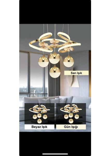 Venüs 4 Lü Ledli Gold 3 Renk Sarkıt Avize