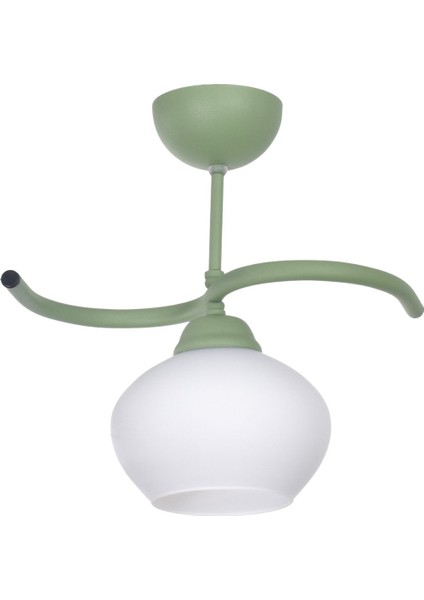 Fuji Modern Tasarım Antre Hol Mutfak Çocuk Oturma Odası Yeşil Renk Beyaz Camlı Tekli Avize