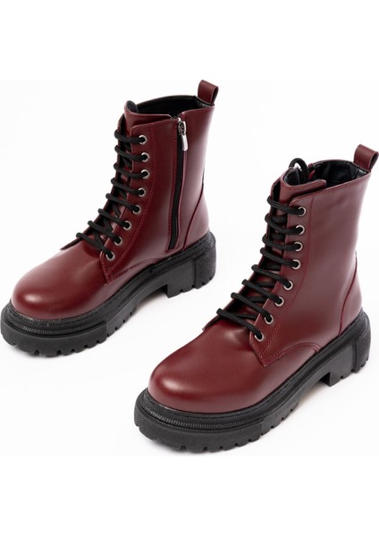Bordo Bağcıklı Fermuarlı Günlük Kadın Bot modelleri