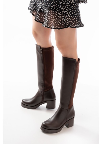 5109-3060 Kahverengi Topuklu Fermuarlı Günlük Kadın Çizme fırsatları