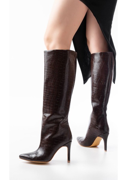 SYT-2004 Kahverengi Kroko Günlük Bayan Çizme fırsatları