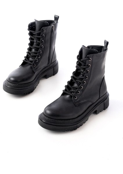 812-356 Siyah Bağcıklı Fermuarlı Günlük Kadın Bot modelleri