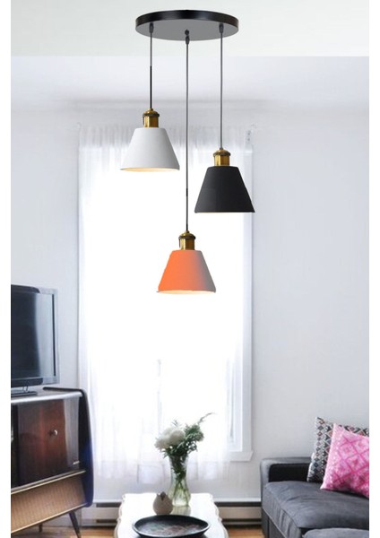 Rio Modern Huni Metal Sarkıt Avize Salon Oturma Odası Sarkıt Üçlü Avize