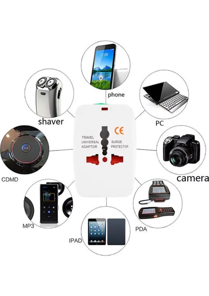 Priz Çevirici Dönüştürücü Seyahat Adaptörü Fiş Amerikan Ing Japon Çin S.arabistan Universal 5 Adet