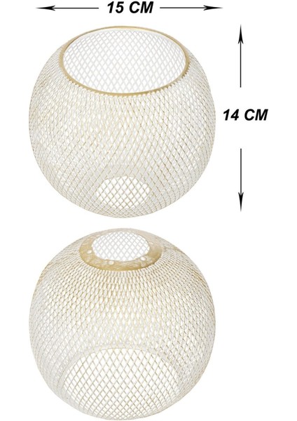 Metal Avize Kol Başlığı Top E-27 Elek Krem Sarı 15 cm