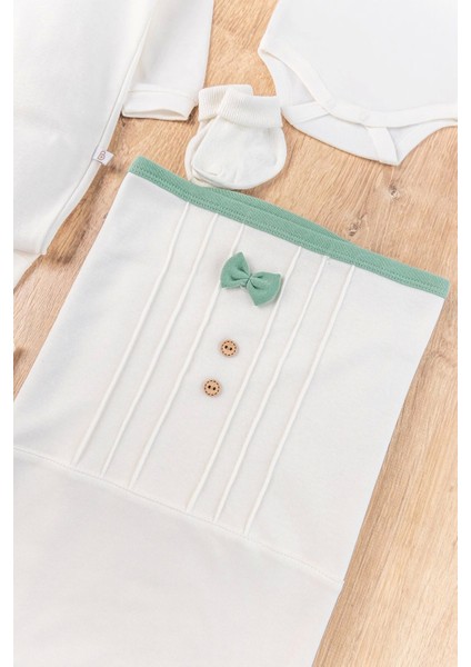 Papyonlu Tulumlu 100% Pamuk 8li Hastane Çıkış Seti indirimleri