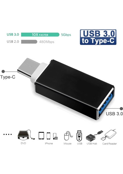 Type C USB 3.1 To USB 3.0 Şarj Data Çevirici Dönüştürücü Adaptör Data Cable Otg Adapter Yüksek Hızlı Otg