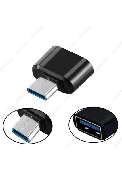 Yeni Nesil USB Dişi To Type-C Erkek Dönüştürücü Otg Çevirici Dönüştürücü Adaptör Tak Çalıştır Siyah