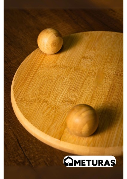 Bambu Yuvarlak Misket Ayaklı Pasta Börek Sunumluk Tablosu 32 x 6 cm fırsatları