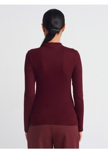31391 Dik Yaka Uzun Kollu Top-Siyah