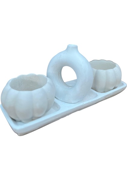 Hediyelik Dekoratif 3'lü Balkabaklı Saksı Seti