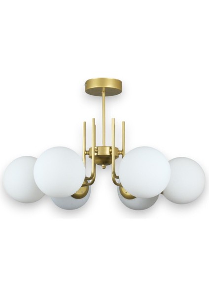 Tanya Modern Tasarım Mutfak - Salon - Yatak Odası - Tavan Eskitme Renk Beyaz Camlı 6 Lı Avize fiyatları