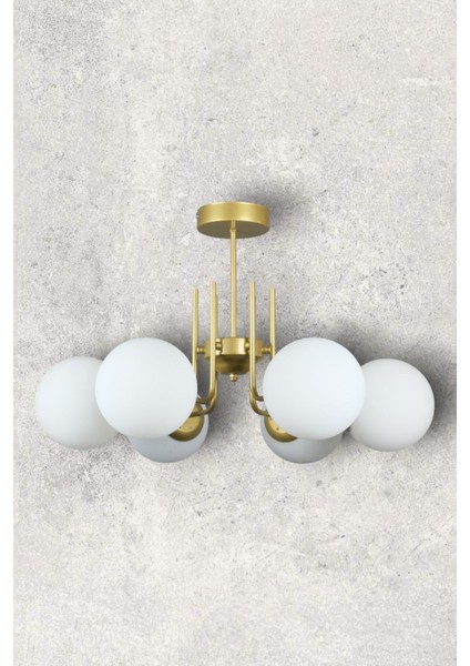 Tanya Modern Tasarım Mutfak - Salon - Yatak Odası - Tavan Eskitme Renk Beyaz Camlı 6 Lı Avize fırsatları