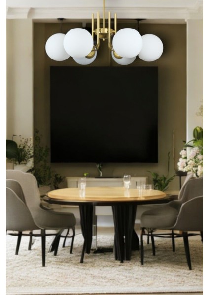 Tanya Modern Tasarım Mutfak - Salon - Yatak Odası - Tavan Eskitme Renk Beyaz Camlı 6 Lı Avize indirimleri