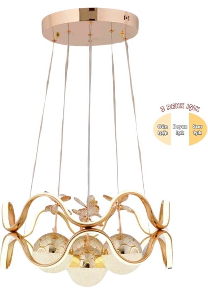 Modern 4 Lü Ledli Gold 3 Renk Sarkıt Avize modelleri
