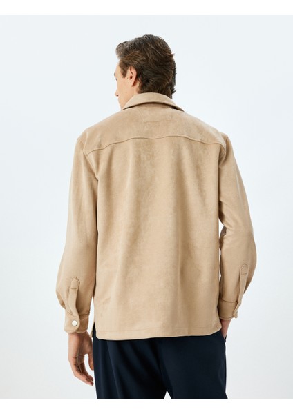 Kapaklı Cep Detaylı Regular Fit Suni Süet Gömlek Ceket fırsatları