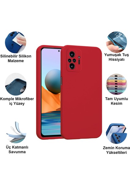 Xiaomi Redmi Note 10 Pro Kılıf Lansman Premium Silinebilir Kırmızı Silikon fiyatları