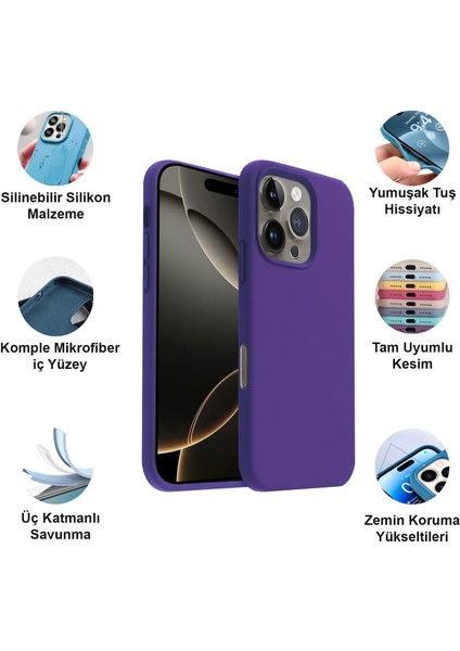 iPhone 16 Pro Kılıf Lansman Premium Silinebilir Silikon